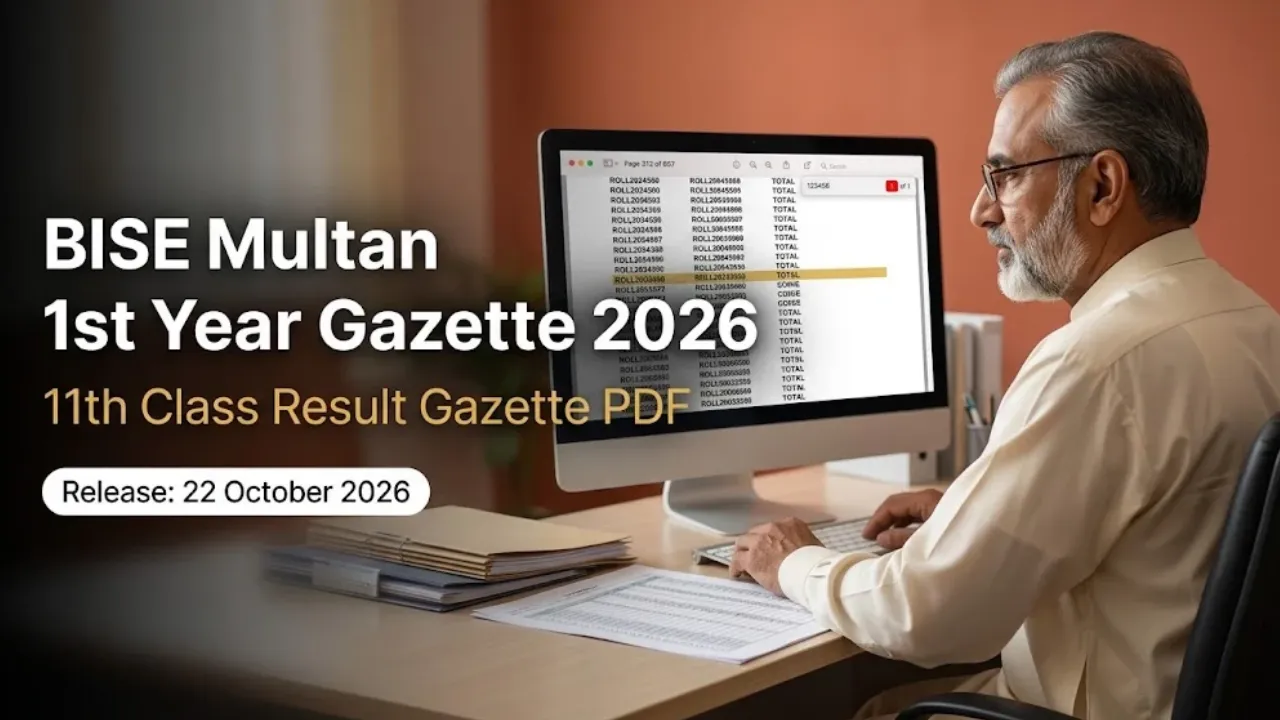 BISE Multan 1st Year Gazette 2026 - 11th Class Result PDF